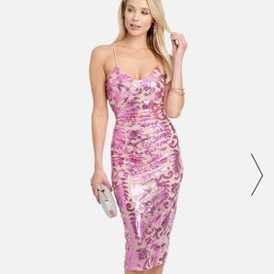 Bebe Sparkle Mesh Midi Dress
